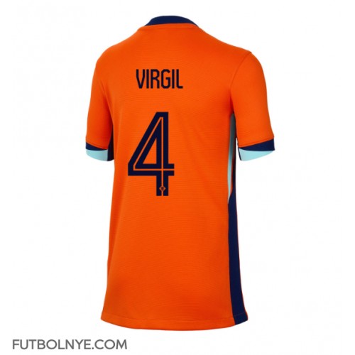 Camiseta Países Bajos Virgil van Dijk #4 Primera Equipación para mujer Eurocopa 2024 manga corta